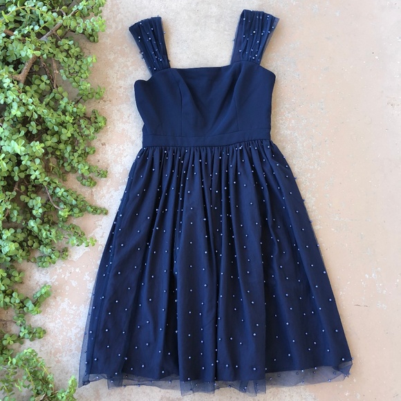 Gal Meets Glam Dresses & Skirts - Gal Meets Glam Delores Navy Pearl Fit Flare Dress